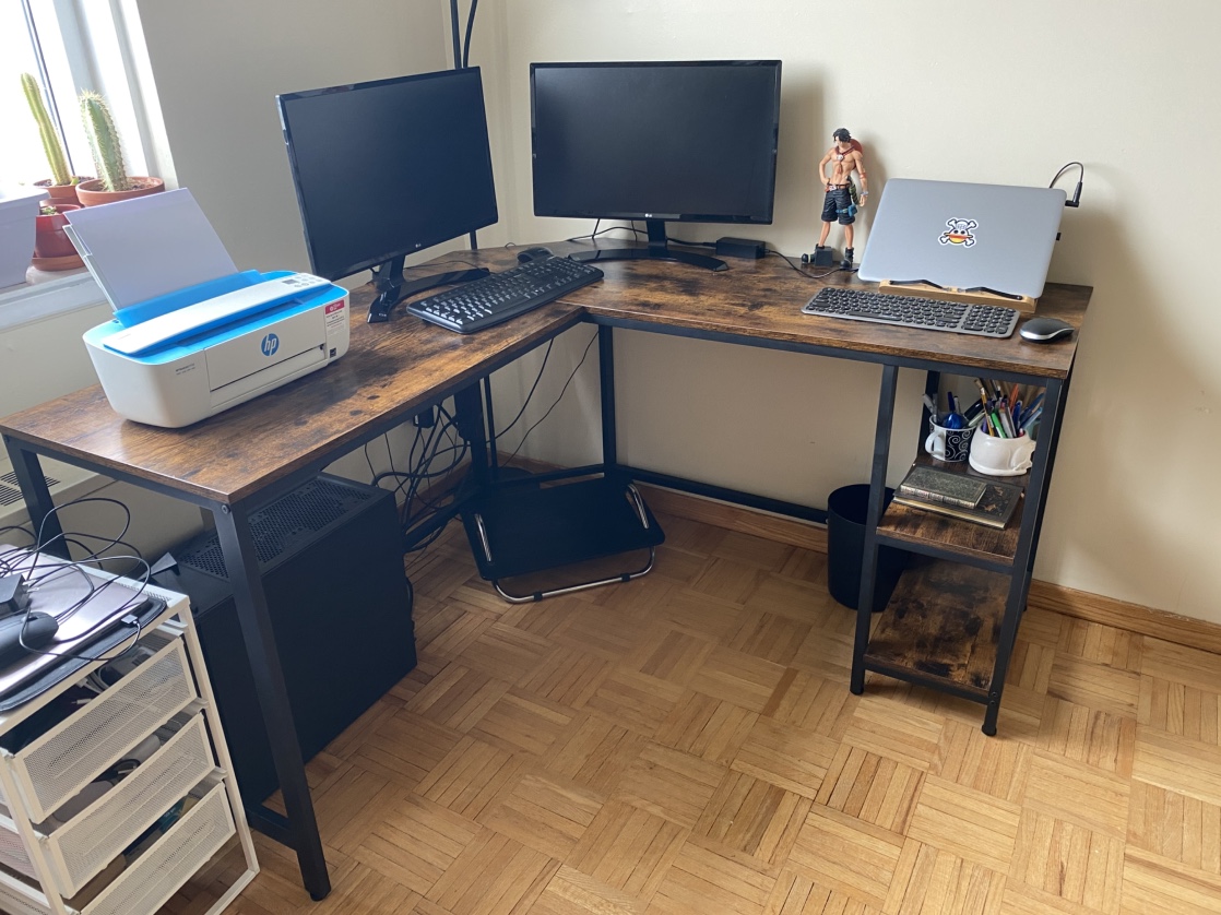 L-Shaped Computer Desk with Storage Shelf - photo 3