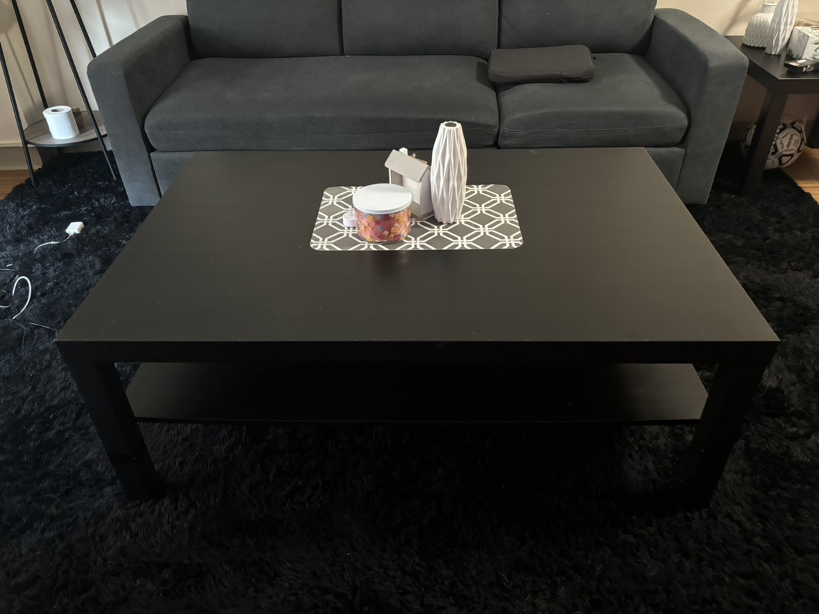 Black Coffee Table with Shelf | Center table