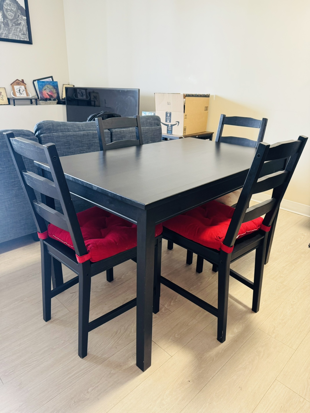 Black Dining Table and Four Chairs