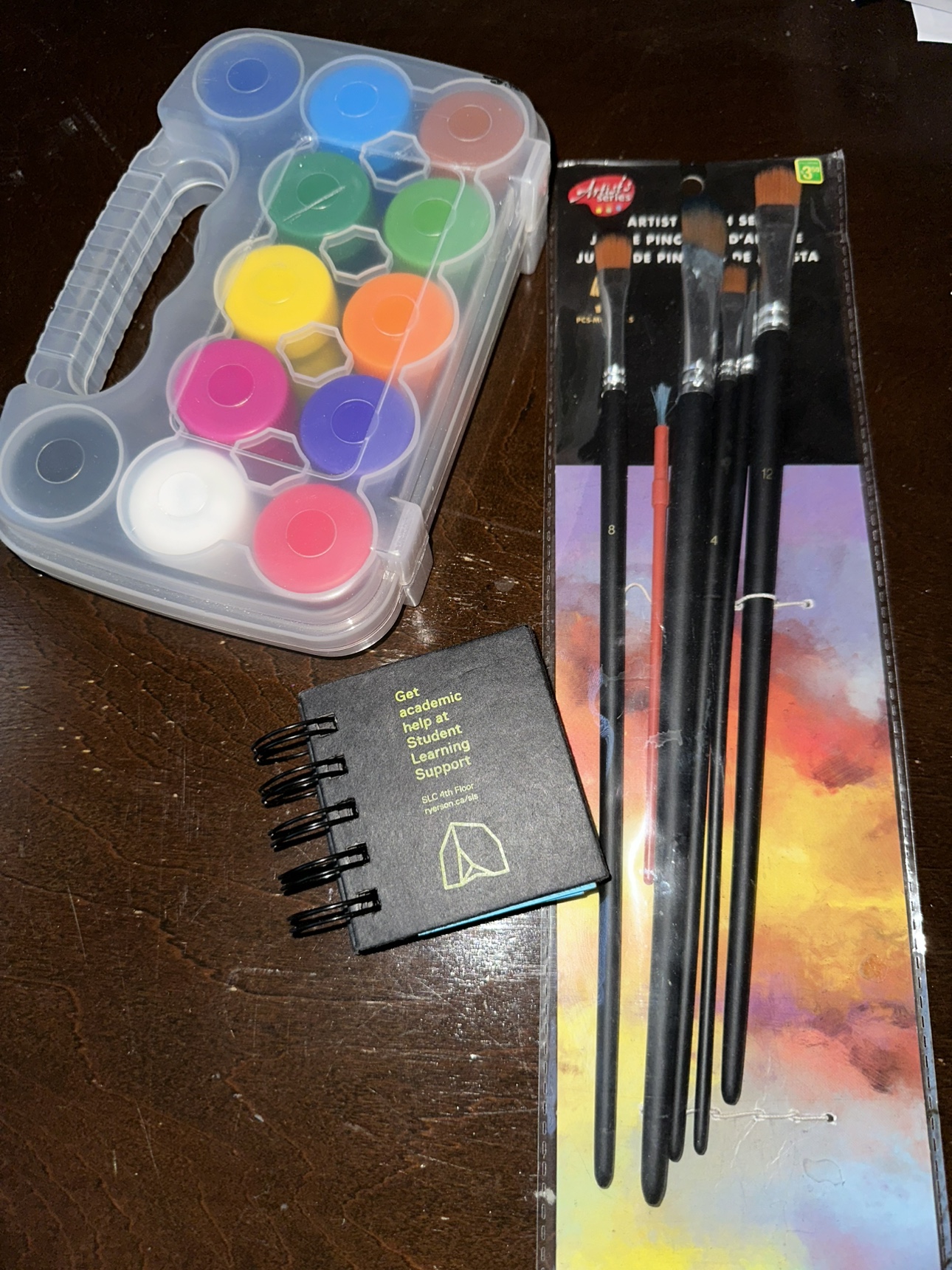 Watercolour Paint Set with Brushes and sticky notes #freecycle