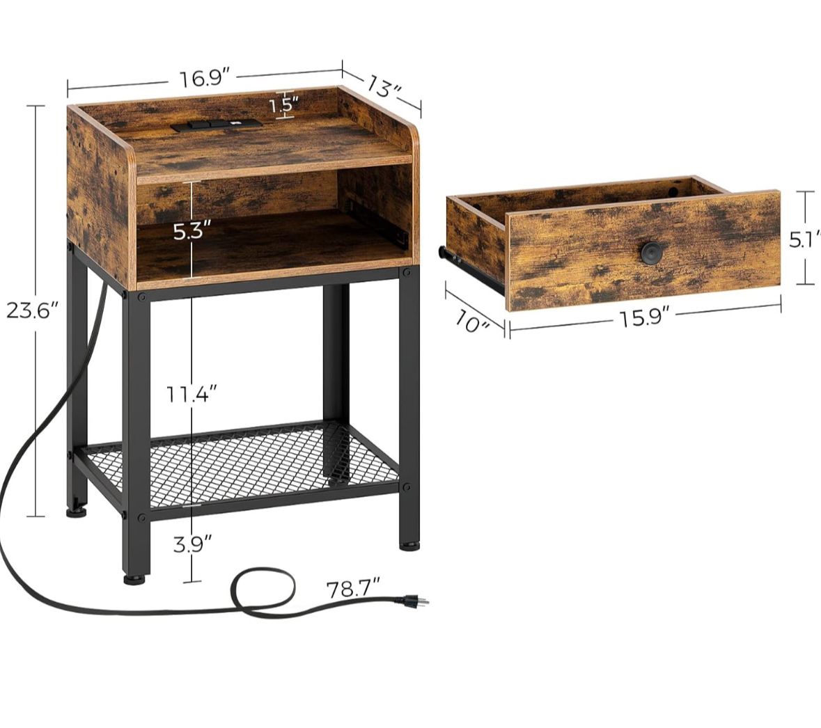 Nightstand with Charging Station and USB Ports - photo 3