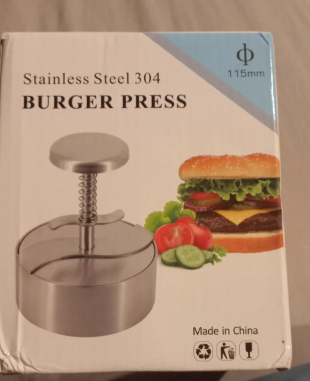 unpack box of Burger Press with the paper image indicator(3)