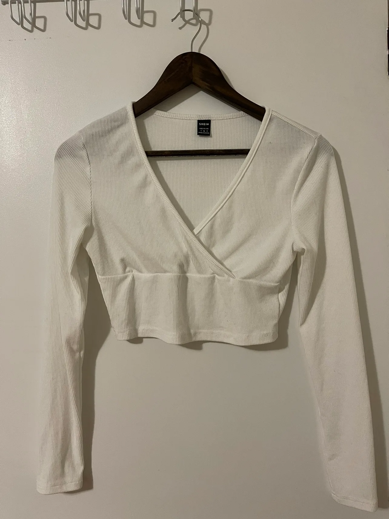 White Long Sleeve Crop Top