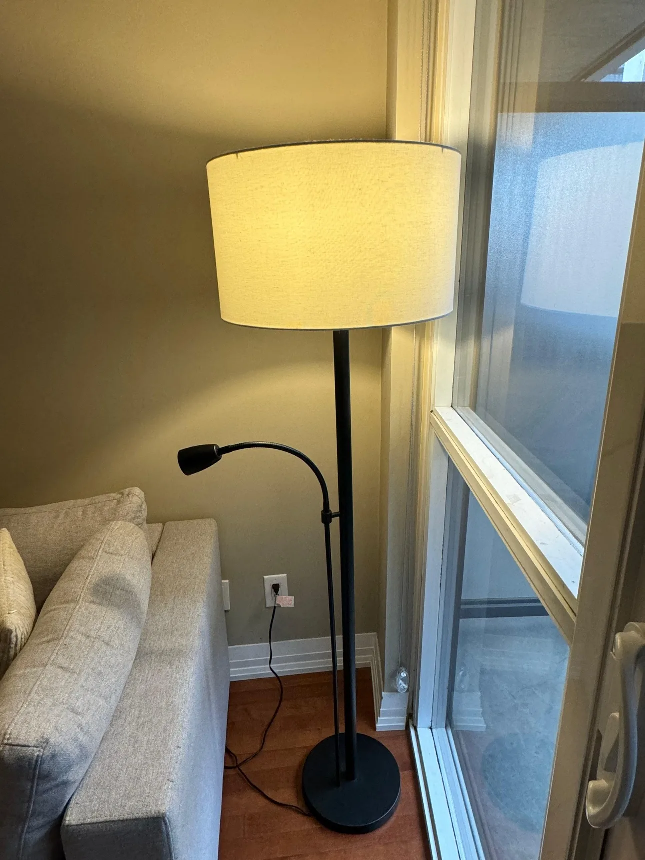 Black Floor Lamp with White Shade thumbnail