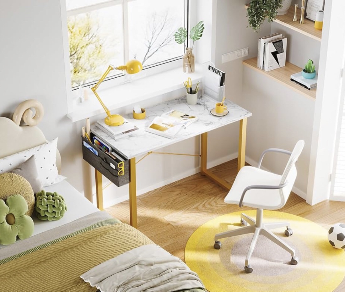 NIB Gold and White Computer Desk - photo 2