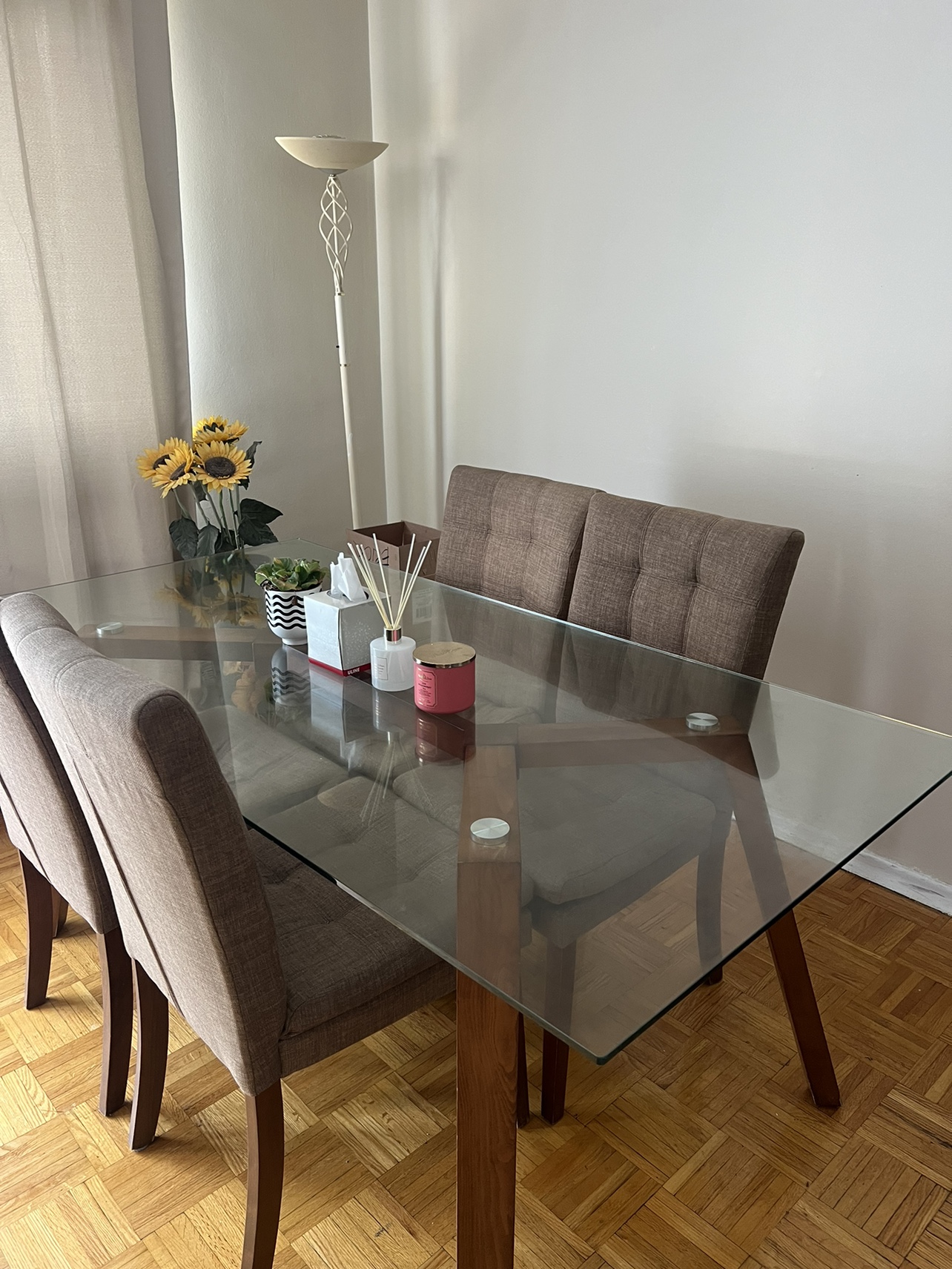 Long Glass Dining Table and 5 Chairs - photo 5