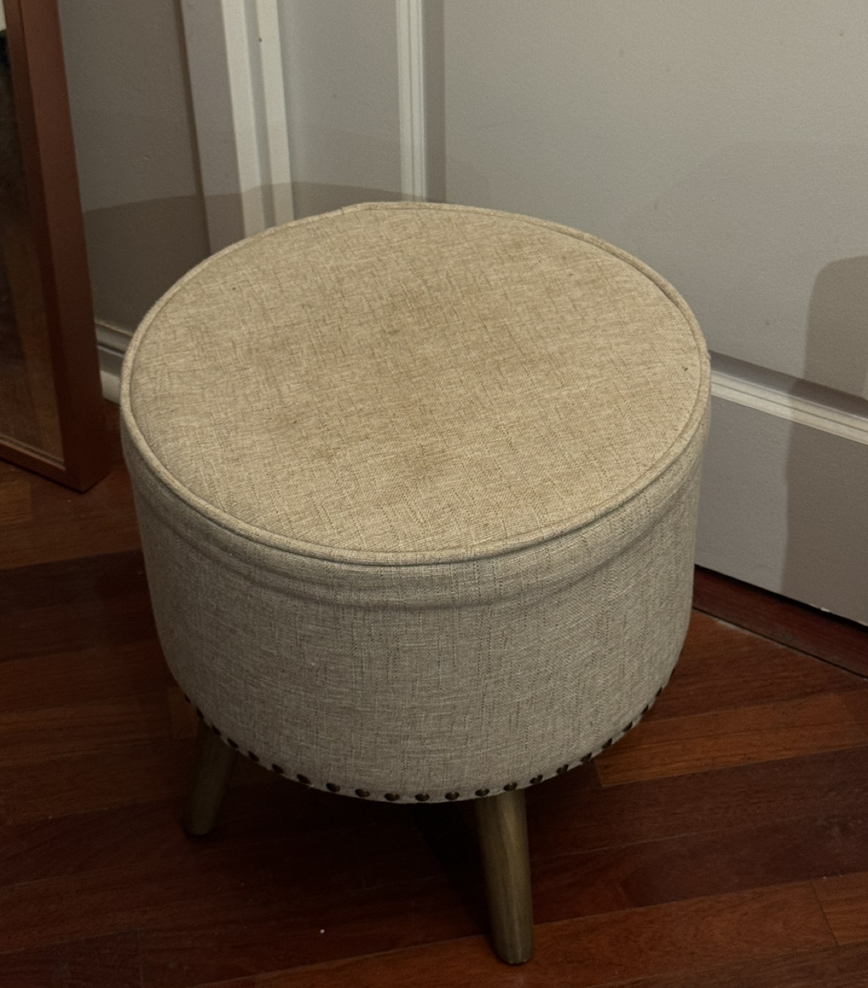 Beige Upholstered Ottoman