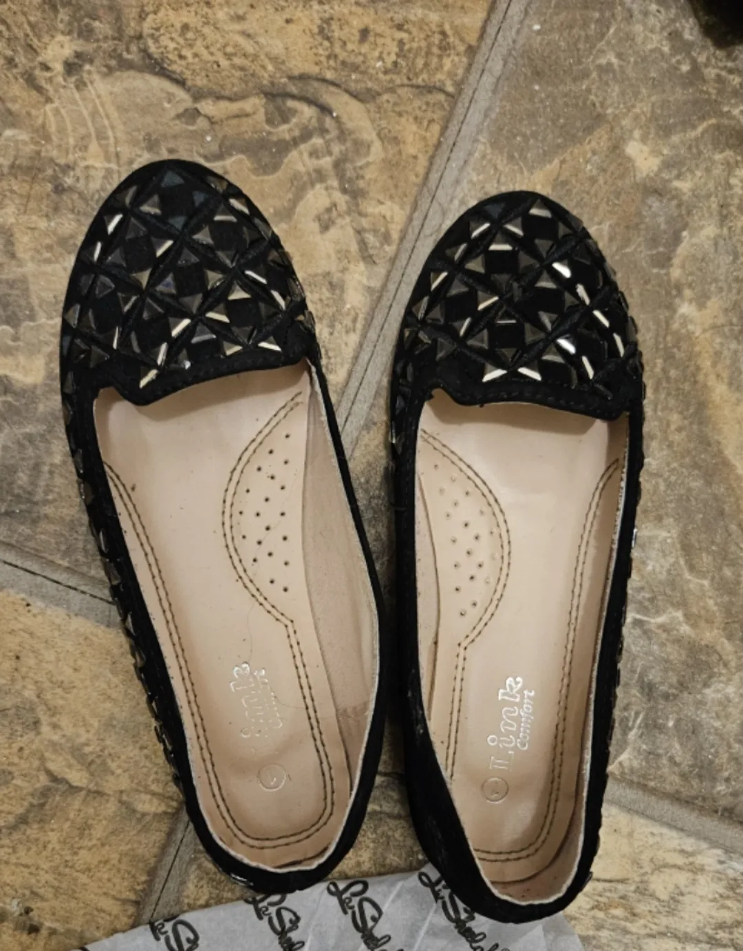 Black Studded Flat Shoes thumbnail
