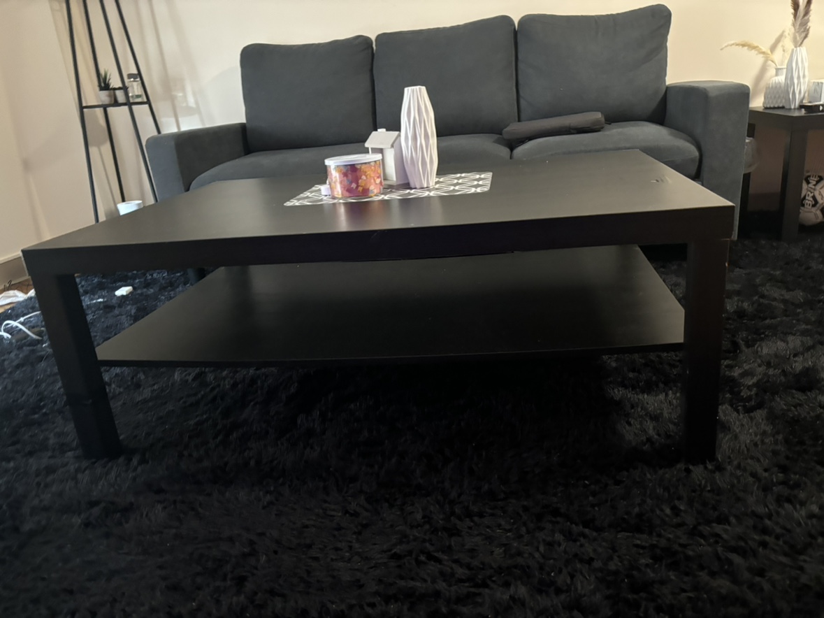 Black Coffee Table with Shelf | Center table - photo 2