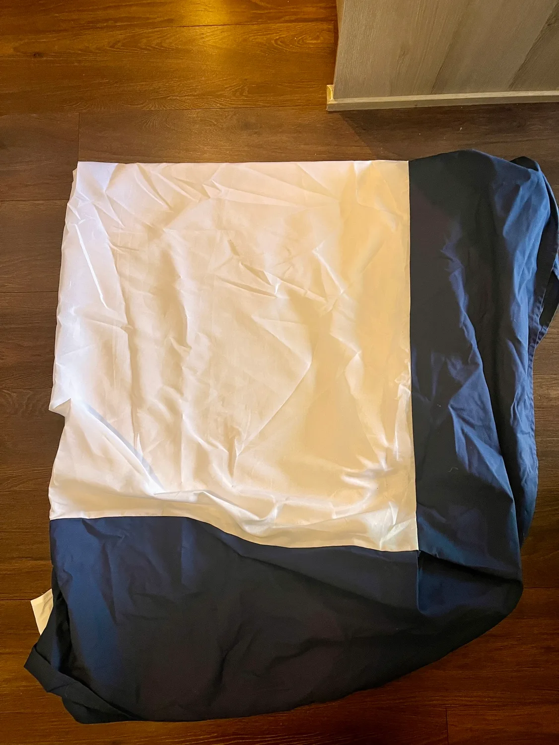 White and Navy Full Bed Skirt thumbnail
