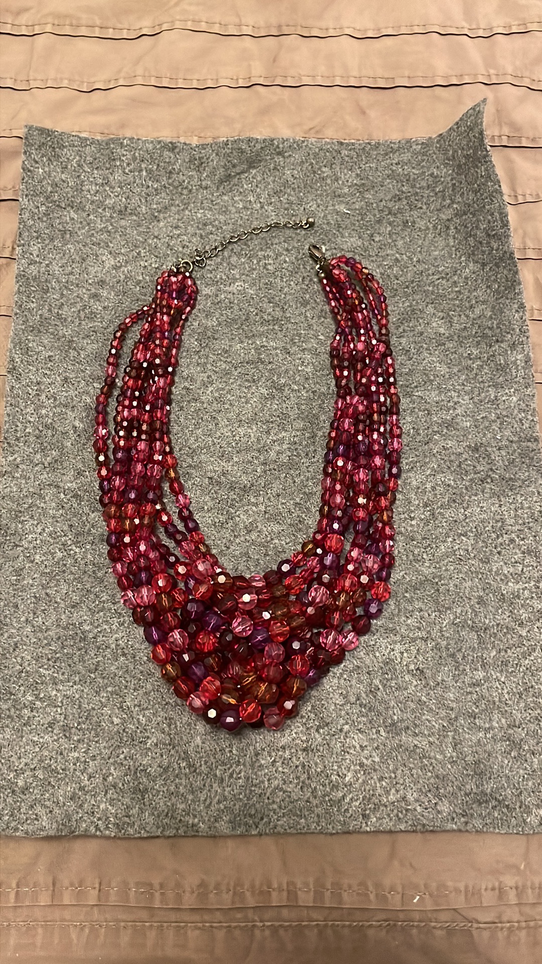 Ruby Red Beaded 8 Stand Necklace