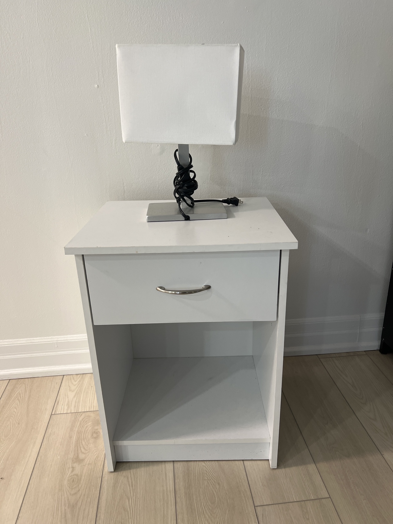 White Nightstand with Drawer