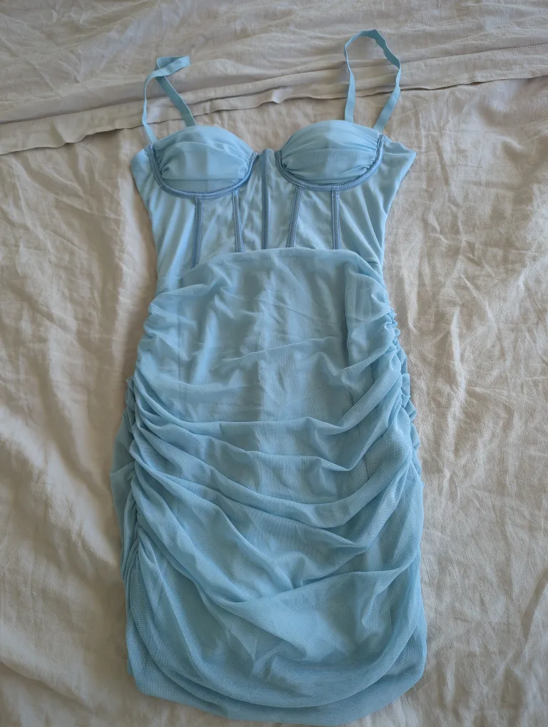 Blue Mesh Mini Dress thumbnail