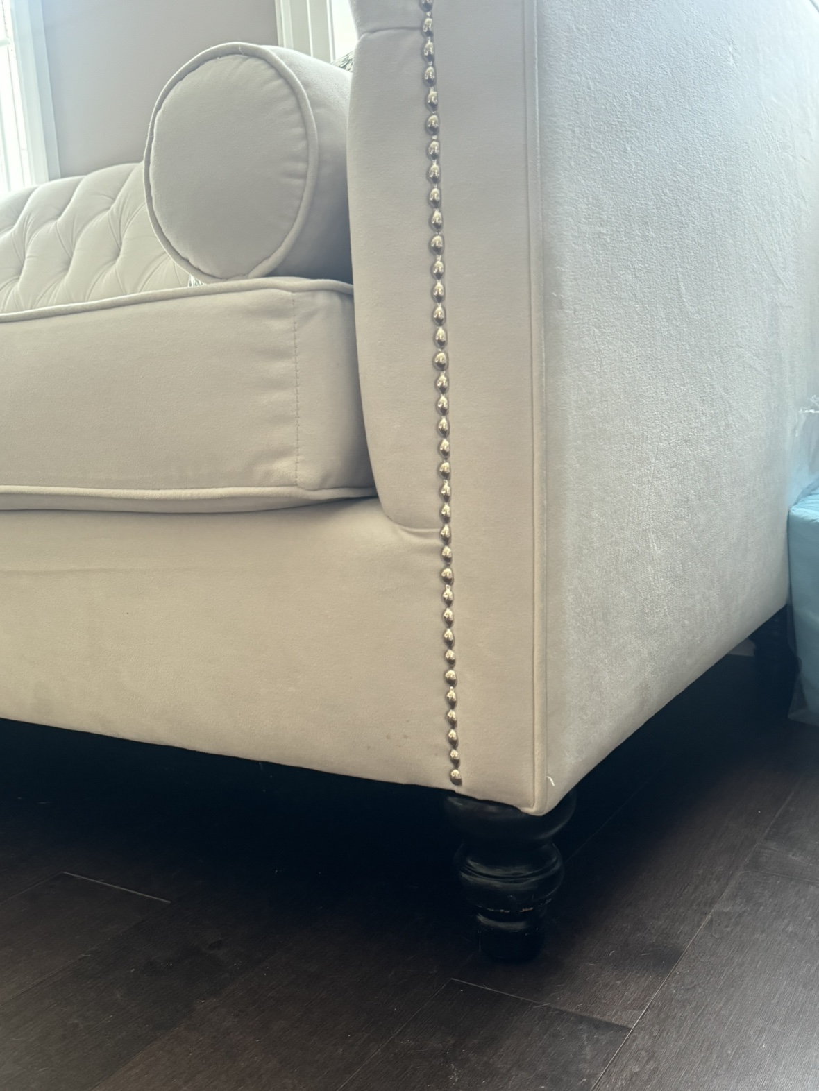 Light gray classic suede sofa - photo 5