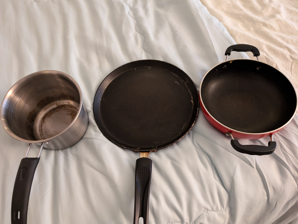 Set of Three Pots and Pans