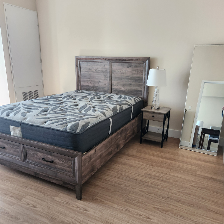 Wooden Bed Frame with Mattress