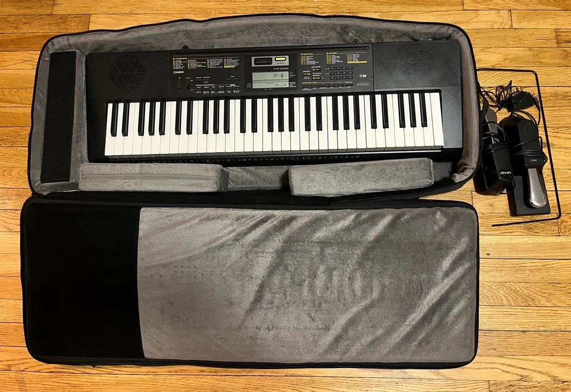 Casio CTK-2400 Keyboard with Case and Sustain Pedals thumbnail