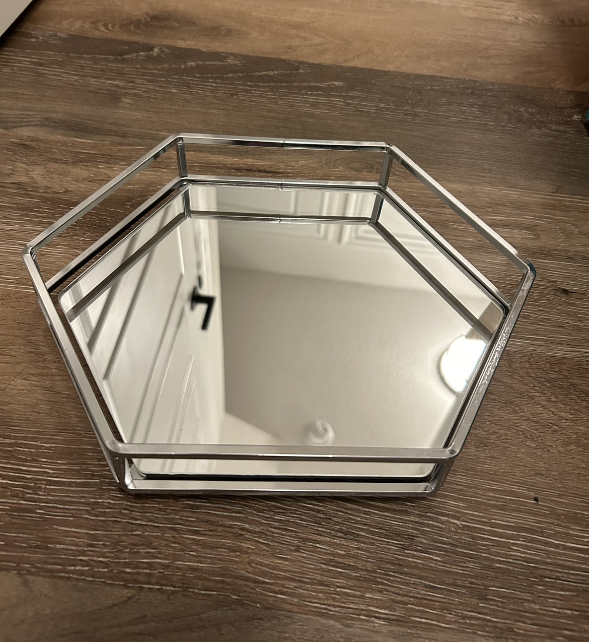 Silver Mirrored Hexagon Tray - photo 2