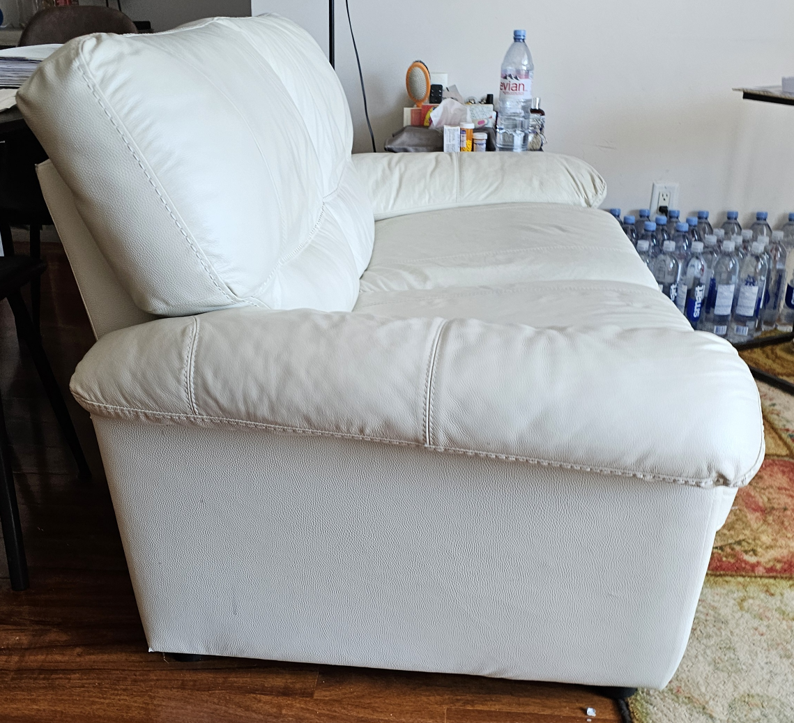 White Leather Love Seat - photo 2