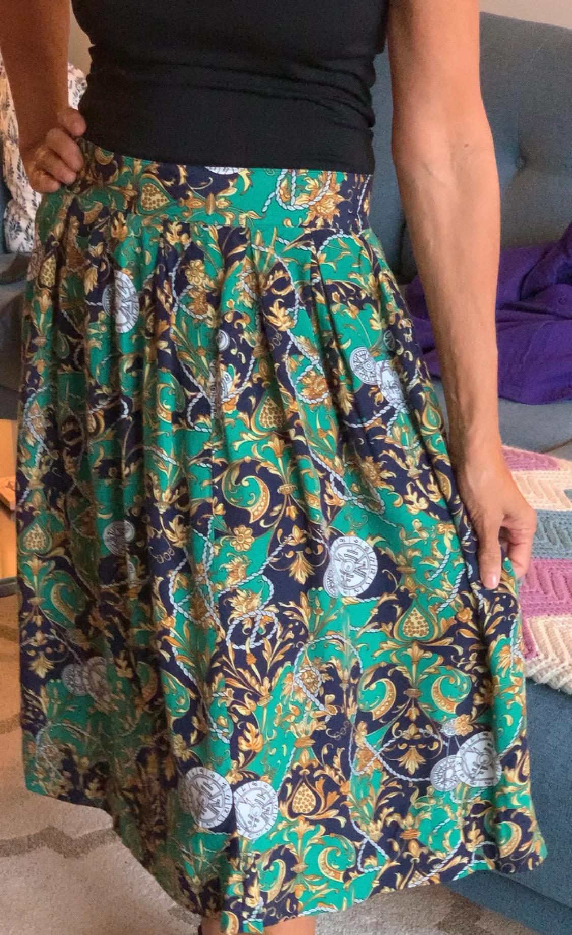 Vintage Pleated Printed Skirt image indicator(2)