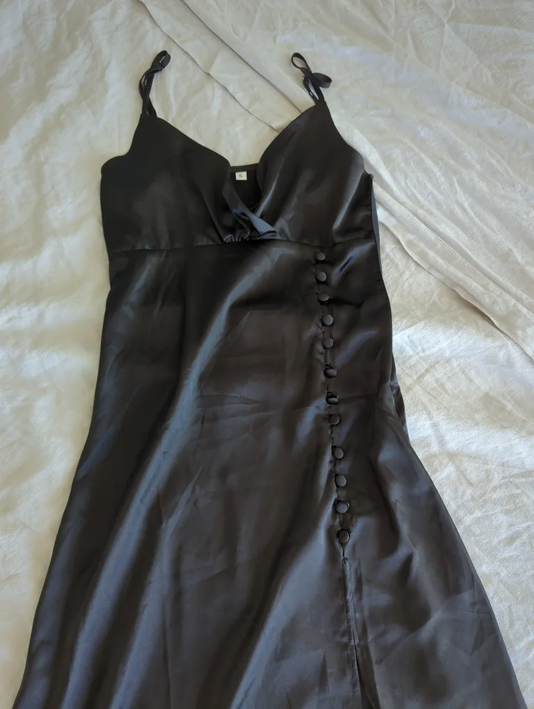 Black Satin Slip Dress thumbnail