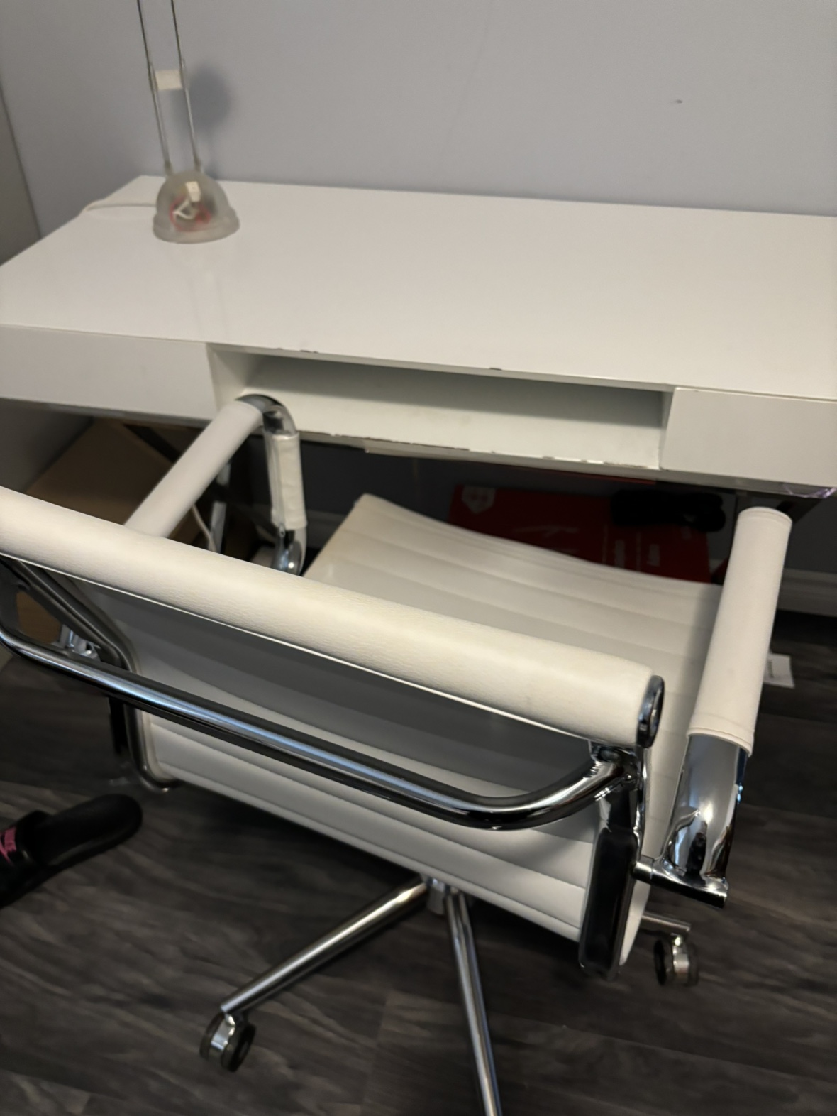 White Desk with Drawer and Matching Chair