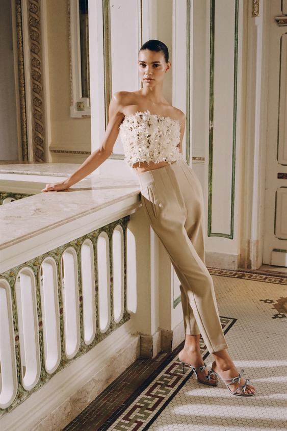 Zara High Waisted Straight Leg Trousers - photo 3