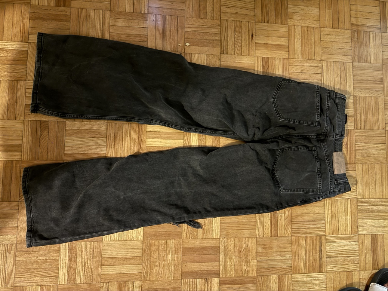 Black Distressed Wide Leg Jeans - photo 2
