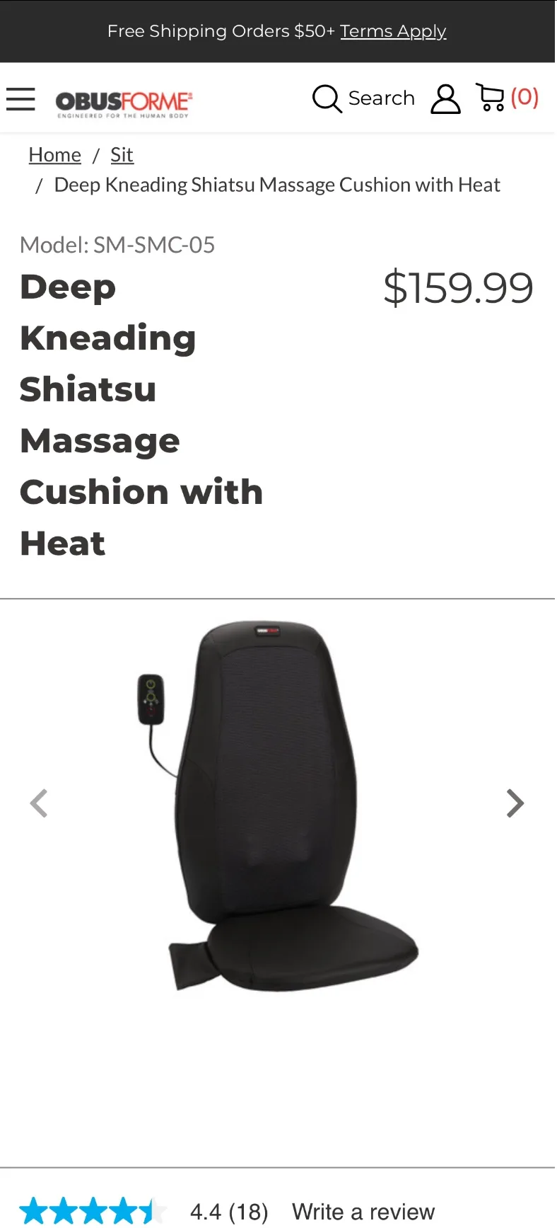 ObusForme Deep Kneading Shiatsu Massage Cushion with Heat image indicator(2)