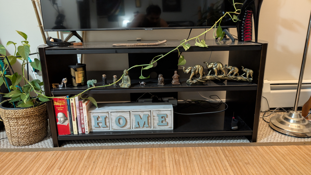 Black TV Stand with Glass Top