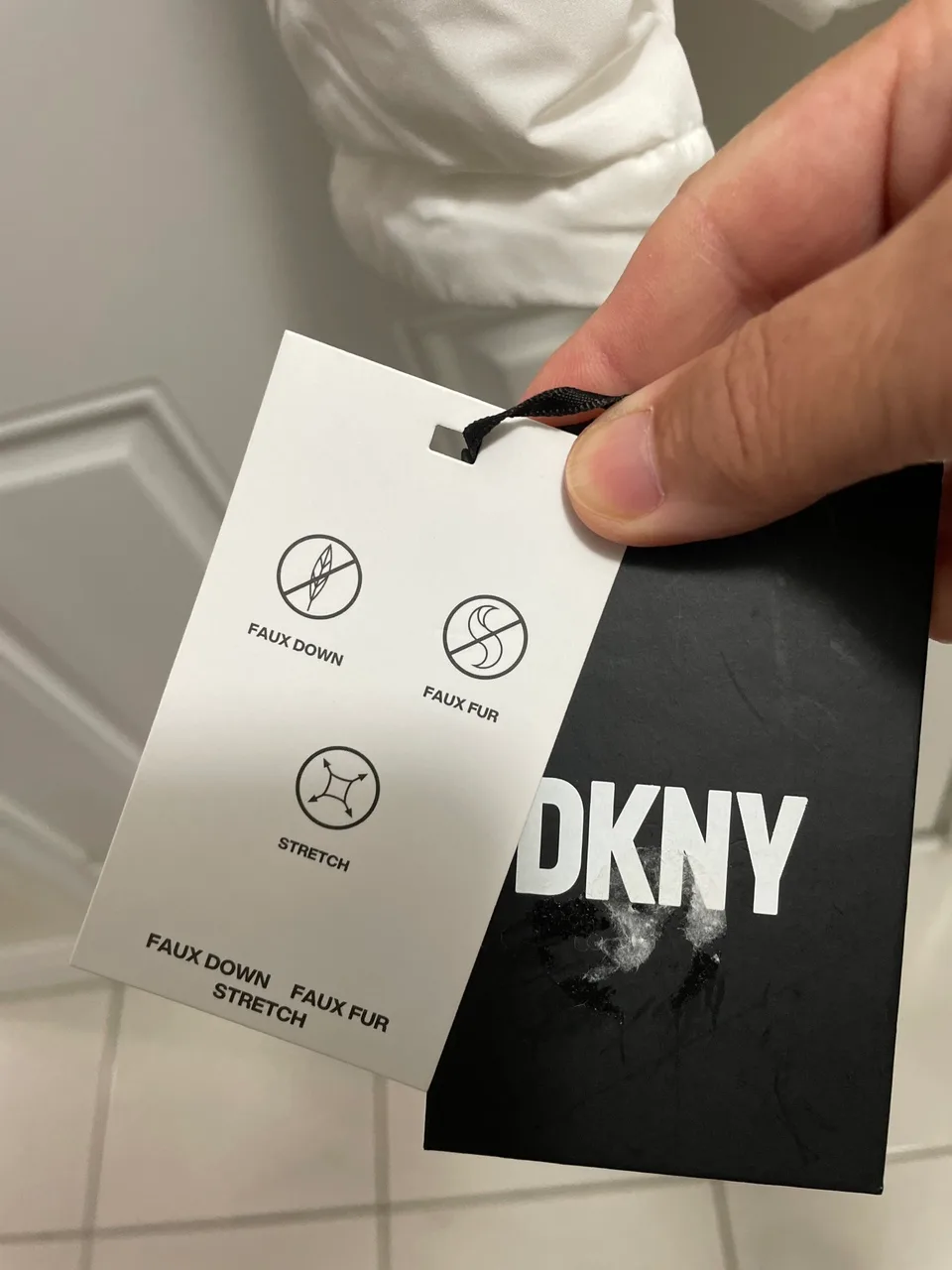 DKNY White Puffer Jacket with Faux Fur Hood image indicator(9)