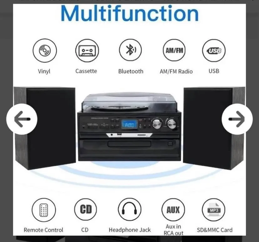 Vintage turntable vinyl Player, Bluetooth ( New image indicator(2)