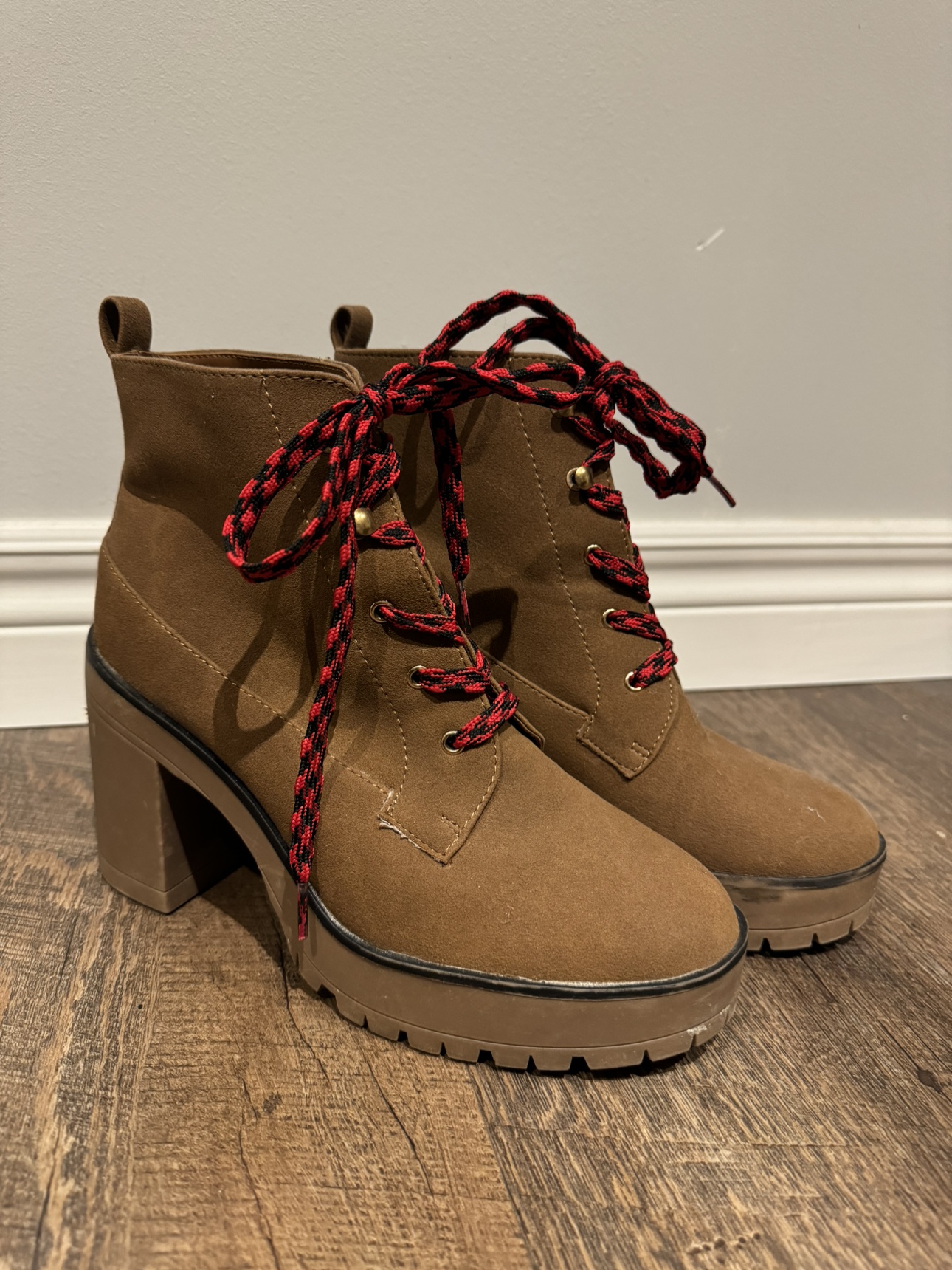 Brown Suede platform ankle boots