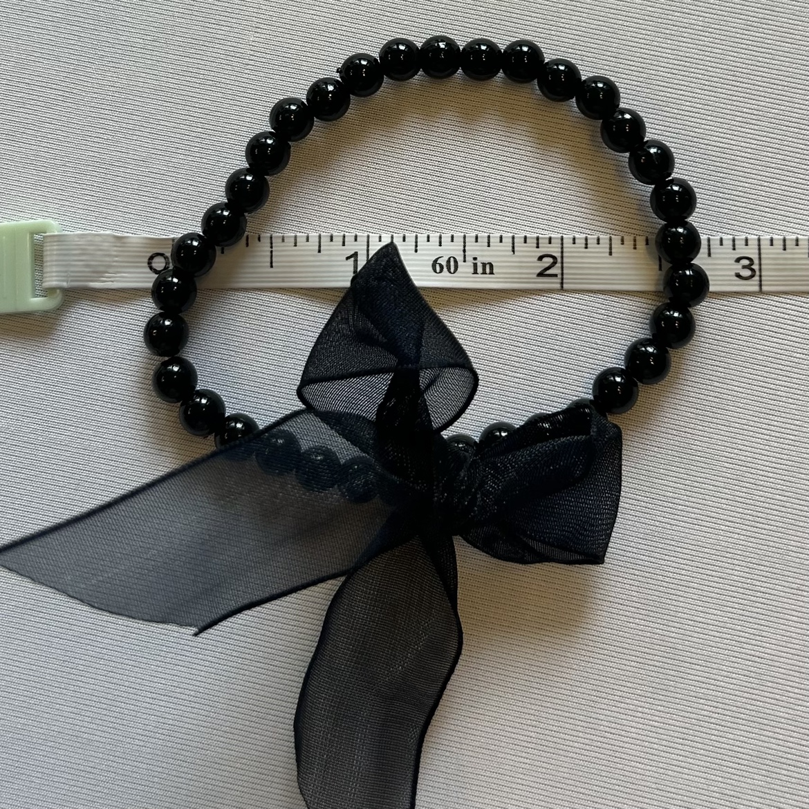 Handcrafted Black Stretchy Beaded Bracelet with Sheer Bow - photo 4