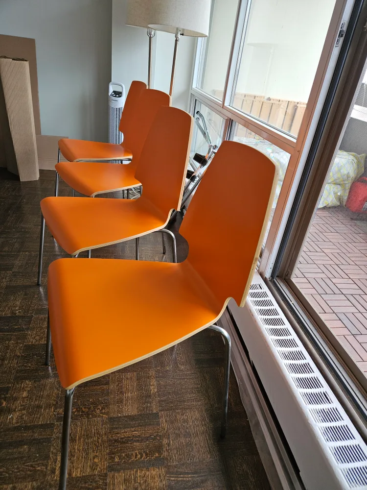 Moving sale-Set of 4 IKEA Vilmar Orange Chairs image indicator(3)