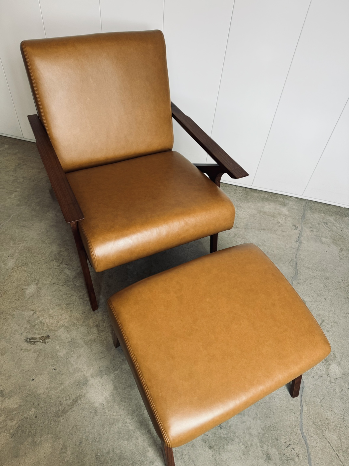 ARTICLE Mid-Century Modern Leather and Hardwood Lounge Set