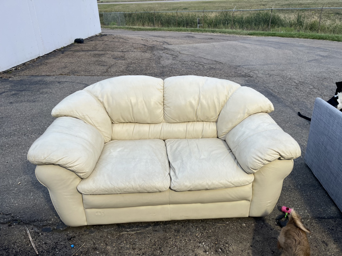 White Leather Love Seat