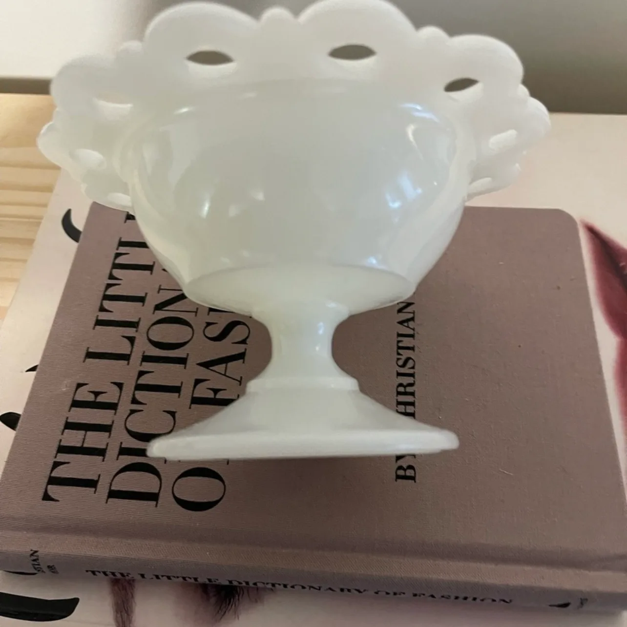 White Milk Glass Pedestal Dish image indicator(6)