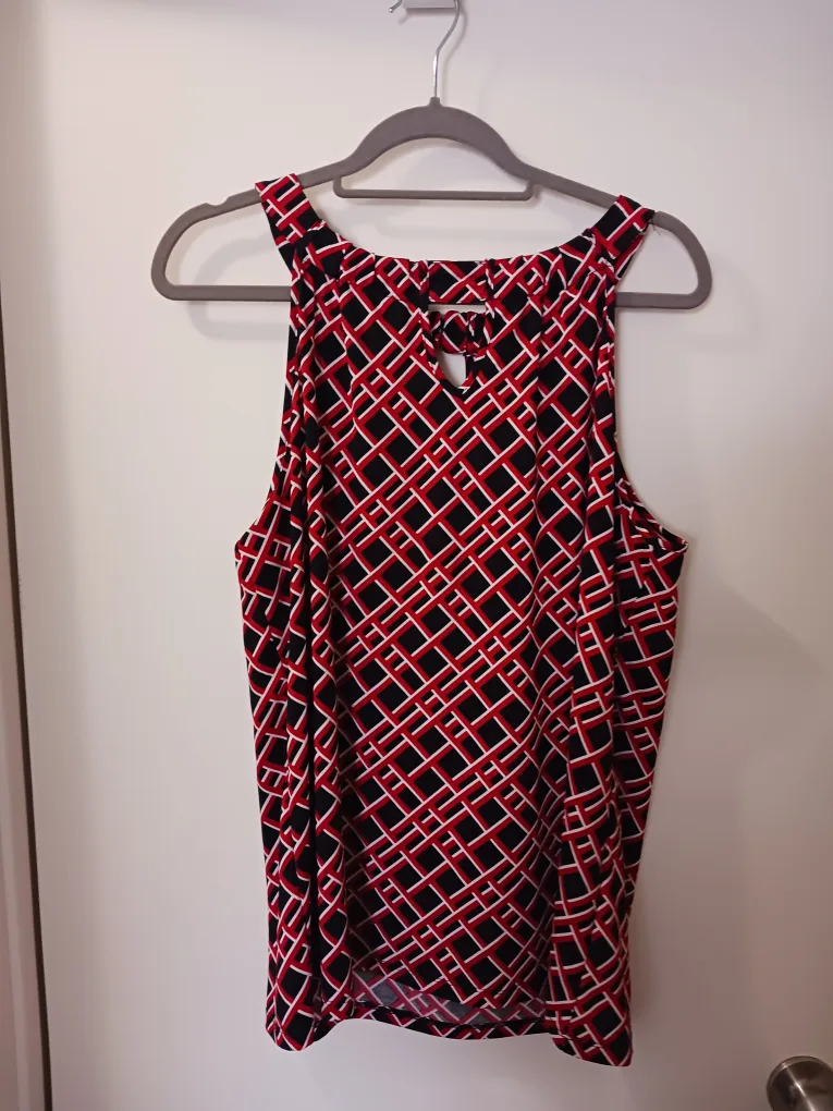 XL, Red, Black and White Geometric Print Tank Top, from Ricki's thumbnail