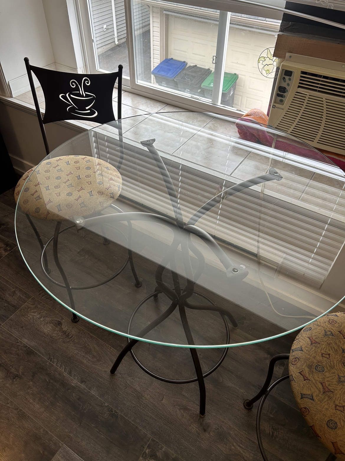 Glass Top Table and Two Stools - photo 2