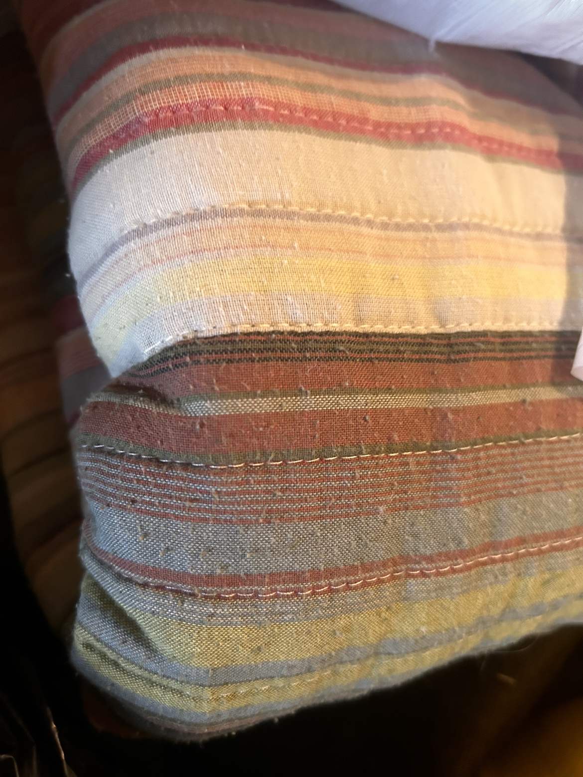 Striped bed cover with matching pillow shams