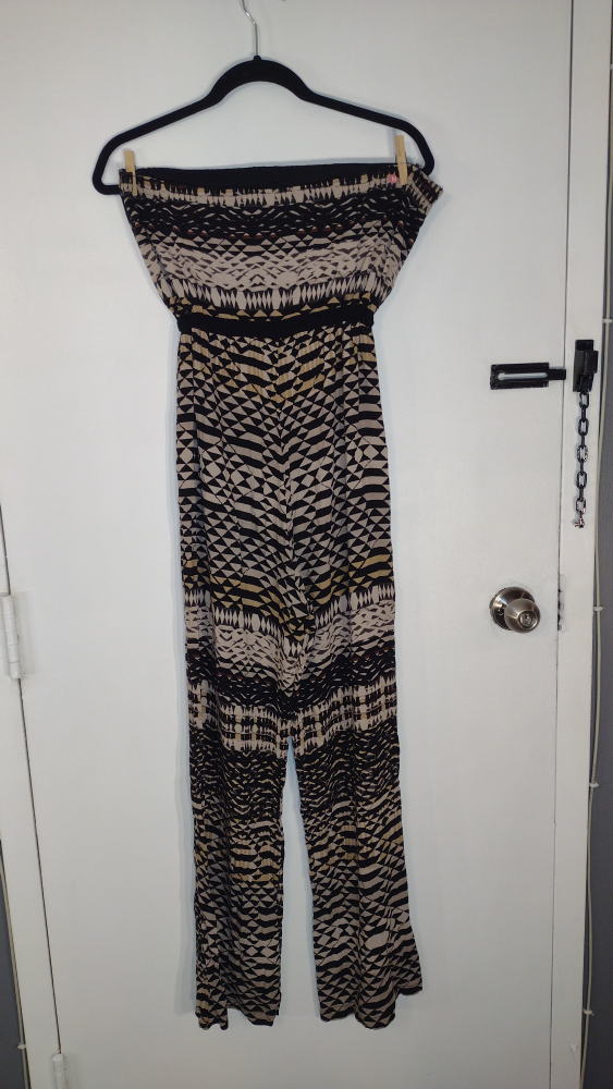 Black and White Strapless Jumpsuit