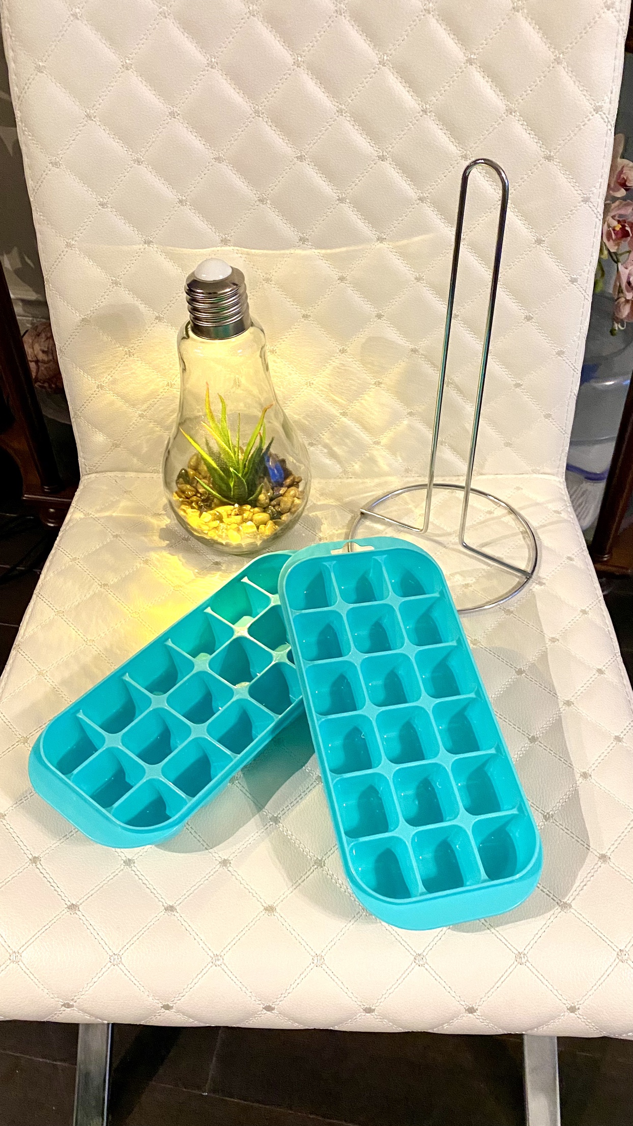 Ice Cube Trays + decor lamp + paper towel holder #freecycle