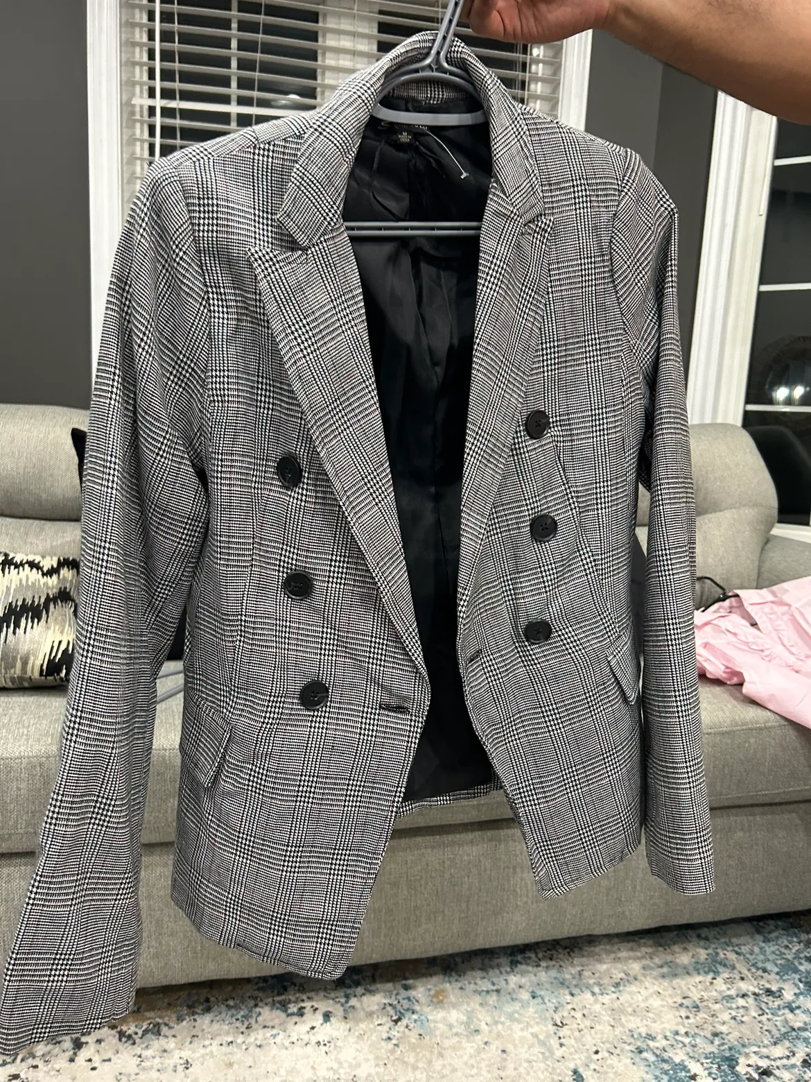 Black and White Plaid Blazer thumbnail