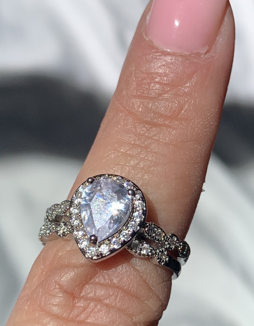 Pear Shaped Cubic Zirconia Ring Set