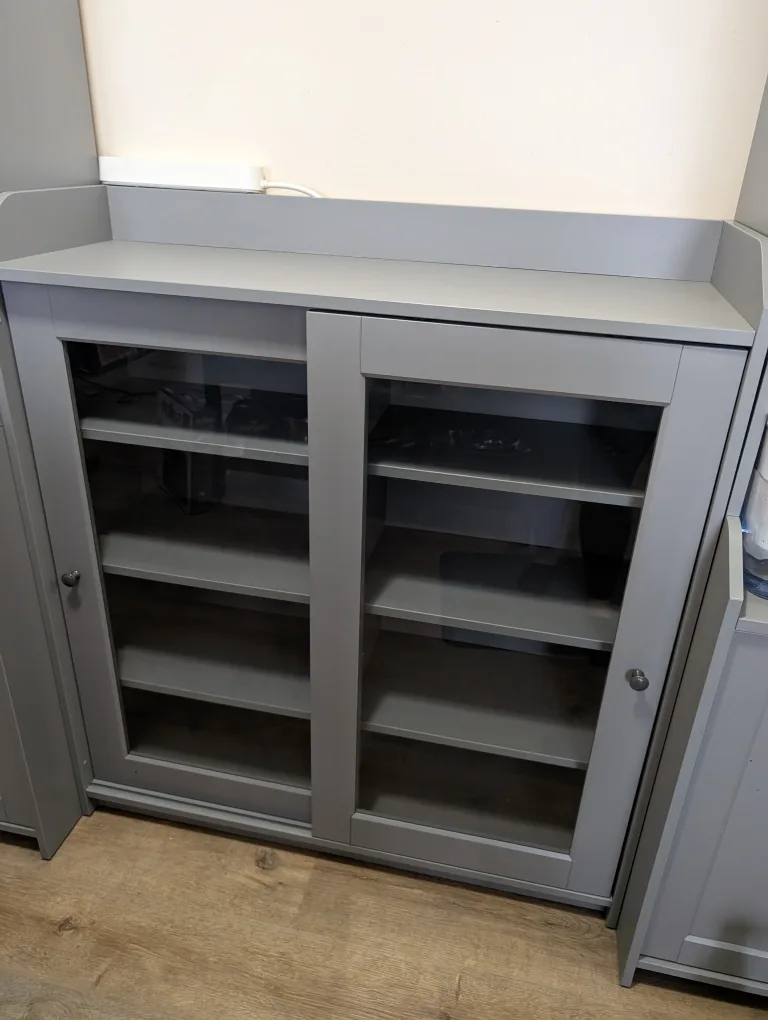 Grey Cabinet with Glass Doors thumbnail