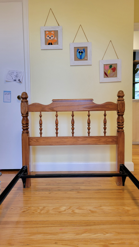 antique twin bed headboard with frame and a box - photo 4