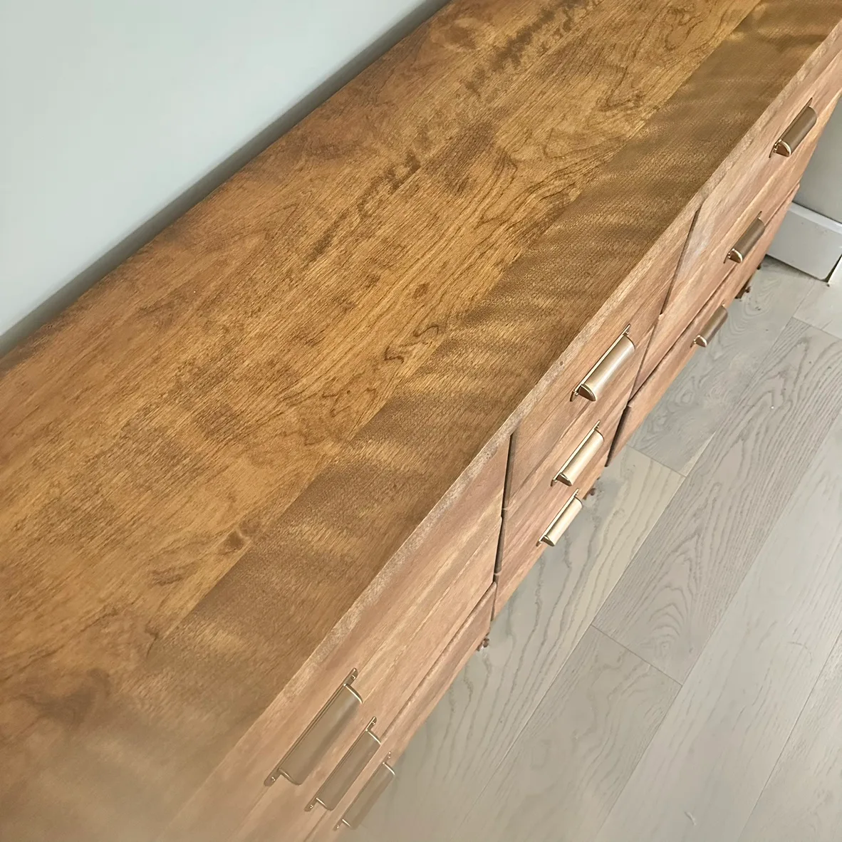 5 feet Solid wood 9 drawer dresser with copper colored pulls image indicator(6)