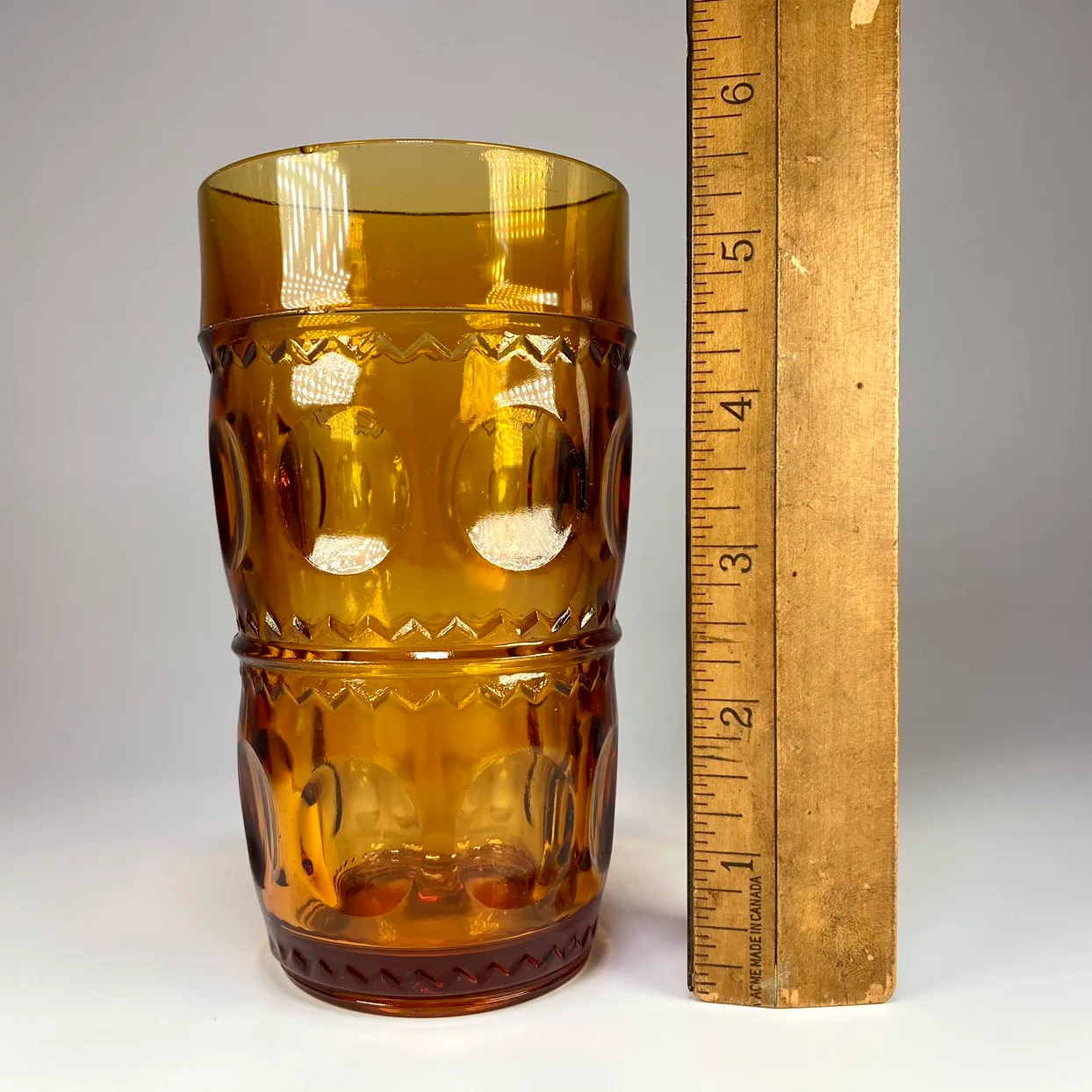 Pair of Vintage Indiana Glass Kings Crown Amber Tumblers image indicator(4)