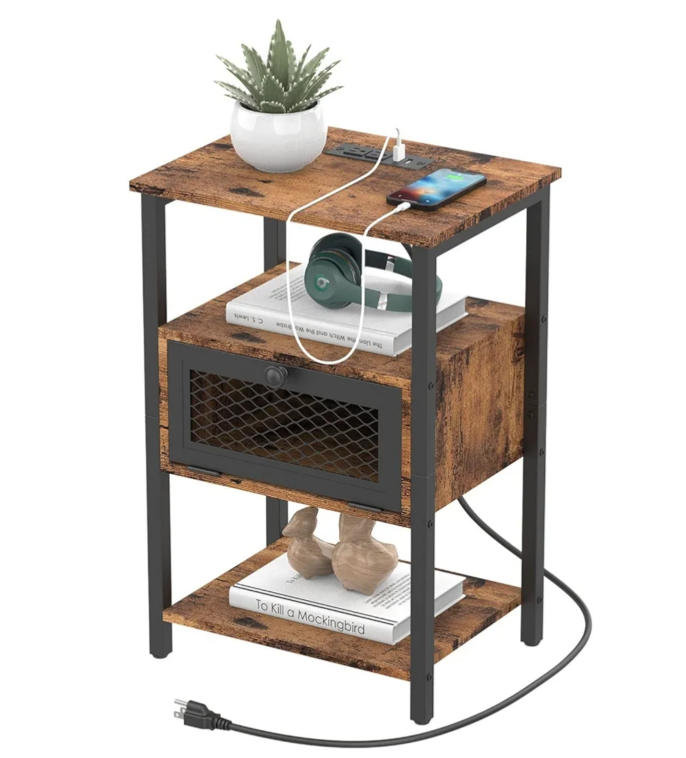 Two Rustic side tables with outlet